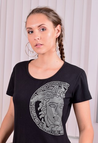 BLACK VERSACE SPORT MEDUSA TEE
