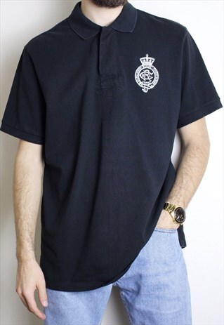 RARE VINTAGE RUGBY BY RALPH LAUREN MENS XL BLACK POLO TOP