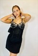 VINTAGE 00S Y2K BLACK LACE UNDERWIRED PARTY CORSET TOP