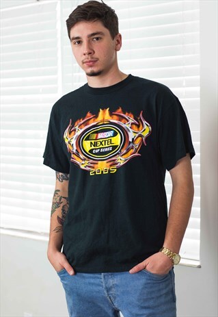 VINTAGE NASCAR T-SHIRT LOGO 90S L 8.4