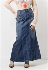 Vintage Y2K maxi denim skirt in blue women