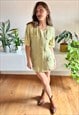 1970's vintage khaki linen safari mini dress