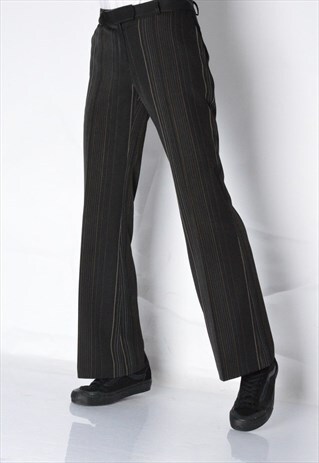 VINTAGE 90S BLACK STRIPED WOMENS PANTS