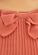 CORAL PINK PLEATED SHORT SLEEVE VINTAGE TOP BLOUSE