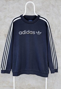 Vintage Adidas Originals Sweatshirt Striped Spell Out Medium