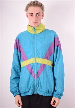 MENS VINTAGE TRACKSUIT TOP JACKET LARGE MULTI 90S