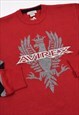 VINTAGE AVIREX EMBROIDERED LOGO HEAVY KNIT JUMPER IN RED