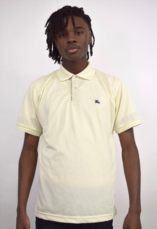 VINTAGE 90S BURBERRY PALE YELLOW POLO