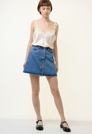 BLUE HIGH WAISTED DENIM ZIP FASTENS MINI SKIRT 4094