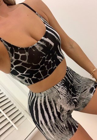 CAMI & SHORTS SET IN MIXED ANIMAL PRINT