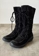Vintage Y2K 00s suede lace-up snow boots in black