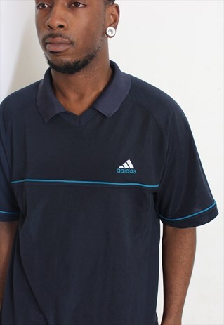 VINTAGE NAVY ADIDAS SPORTS T-SHIRT MEDIUM