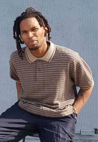 90S MINIMALIST SPORTSWEAR TEXTURED TIPPED POLO XL