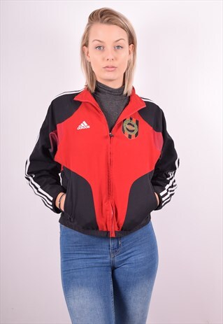 ADIDAS WOMENS VINTAGE TRACKSUIT TOP JACKET MEDIUM RED 90S