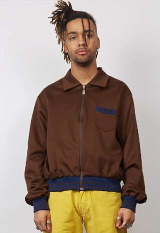VINTAGE 90'S DOLCE & GABBANA BROWN COLLARED BOMBER JACKET