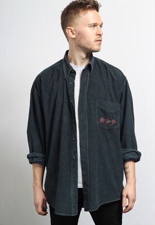 VINTAGE BOSS CORDUROY CORD SHIRT BLUE