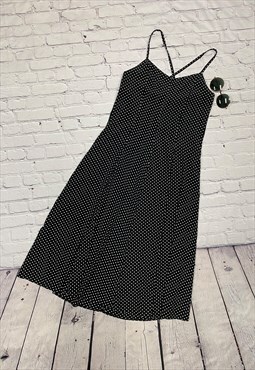 Vintage Black Polka Dot Midi Dress