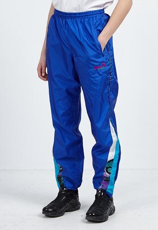 VINTAGE RETRO BLUE PUMA TRACK BOTTOMS JOGGERS