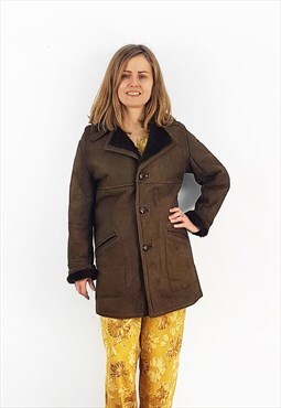 Vintage sheepskin jacket with faux wool lining