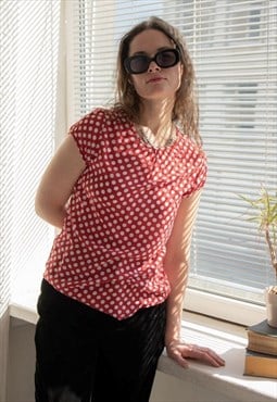 Vintage Red Polka Dot Viscose Top