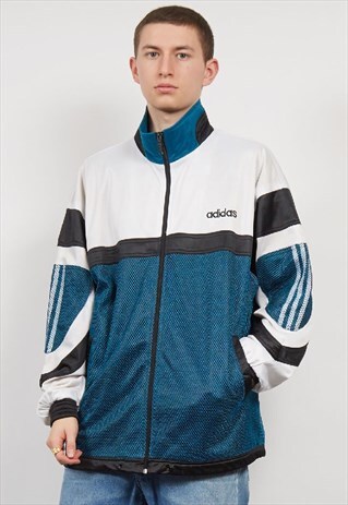 VINTAGE 90'S ADIDAS BLUE MESH TRACK JACKET