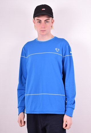 NIKE MENS VINTAGE TOP LONG SLEEVE LARGE BLUE 90'S