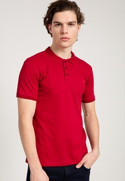 Slim Fit Classic Polo Collared T-shirt in Red