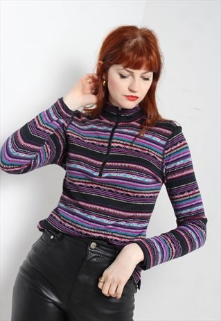 VINTAGE CHAPS 1/4 ZIP AZTEC SWEATSHIRT MULTI