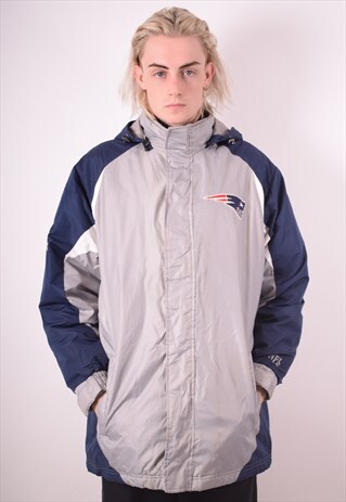 NFL MENS VINTAGE NE PATRIOTS PADDED JACKET MEDIUM GREY 90S