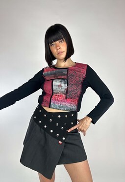 Vintage 00s Grunge Mini Skirt Wrapped With Studs 