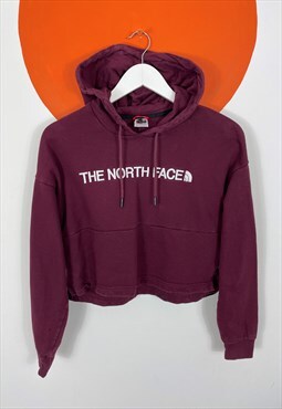 The North Face Cropped Hoodie Maroon UK 12