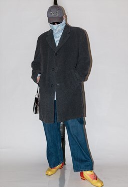 90's Vintage classy straight blazer coat in fossil grey