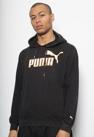 VINTAGE PUMA LOGO HOODIE BLACK
