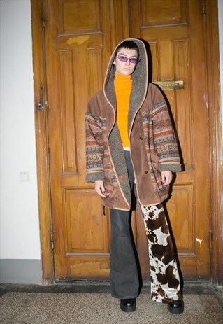 VINTAGE AZTEC COAT DUFFEL JACKET BROWN ETHNIC