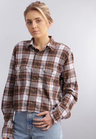 VINTAGE REWORKED CROPPED FLANNEL SHIRT Z56