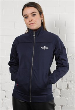 Vintage Umbro Track Jacket in Navy with Logo Small