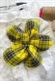 YELLOW TARTAN OVERSIZE FLOWER SCRUNCHIE