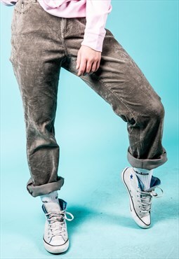 Vintage Boot Cut Jeans in Grey Corduroy