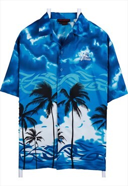 Sun & Moon 90's Hawaiian Pattern Short Sleeve Button Up Shir
