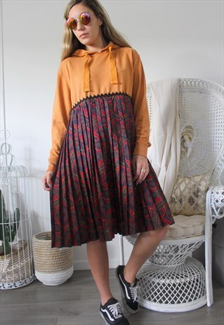 DRESS ONE SIZE SWEATSHIRT AND LOW ETHNIC VINTAGE FABRIC
