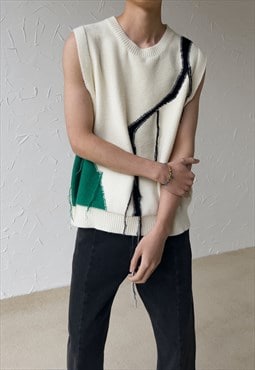 MEN'S design pattern sweater vest S VOL.1