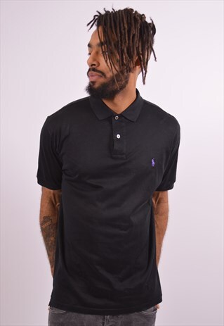 RALPH LAUREN MENS VINTAGE POLO SHIRT MEDIUM BLACK 90S