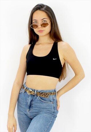90'S RETRO BLACK SPORTS BRA/ CROP TOP