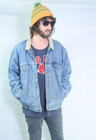 VINTAGE 80'S USA DENIM LINED WINTER OVERSIZED JACKET