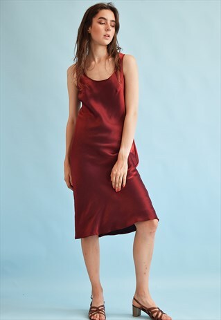 90'S RETRO ELEGANT MAROON MOMS MIDI DRESS