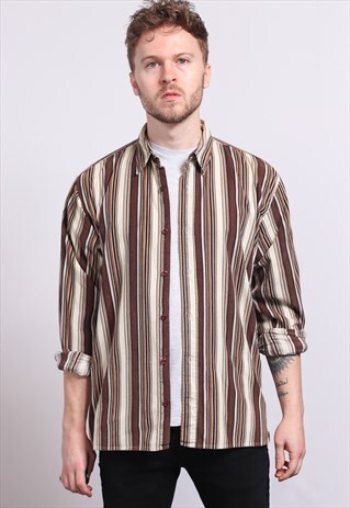 VINTAGE CORDUROY CORD STRIPED SHIRT