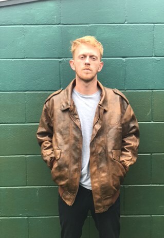 VINTAGE LEATHER BIKER JACKET LIKE HARLEY DAVIDSON