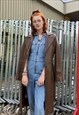 MANGO GENUINE LEATHER BROWN LONG BELTED PREPPY TRENCH