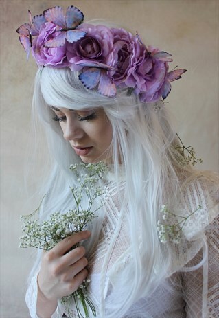 LARGE PASTEL BUTTERFLY FLOWER HEADPIECE