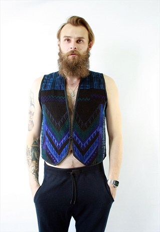 VINTAGE 90' AMAZING ELEGANT CLASSIC BLUE VEST
